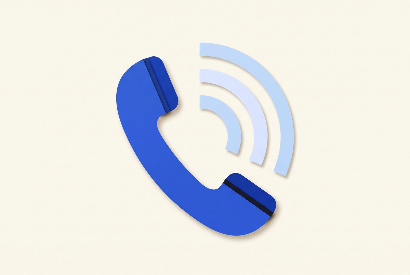 A telephone handset with sound wave arcs