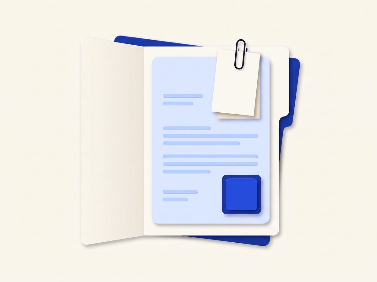 An insurance claim folder with a clipped receipt and a cobalt approval stamp
